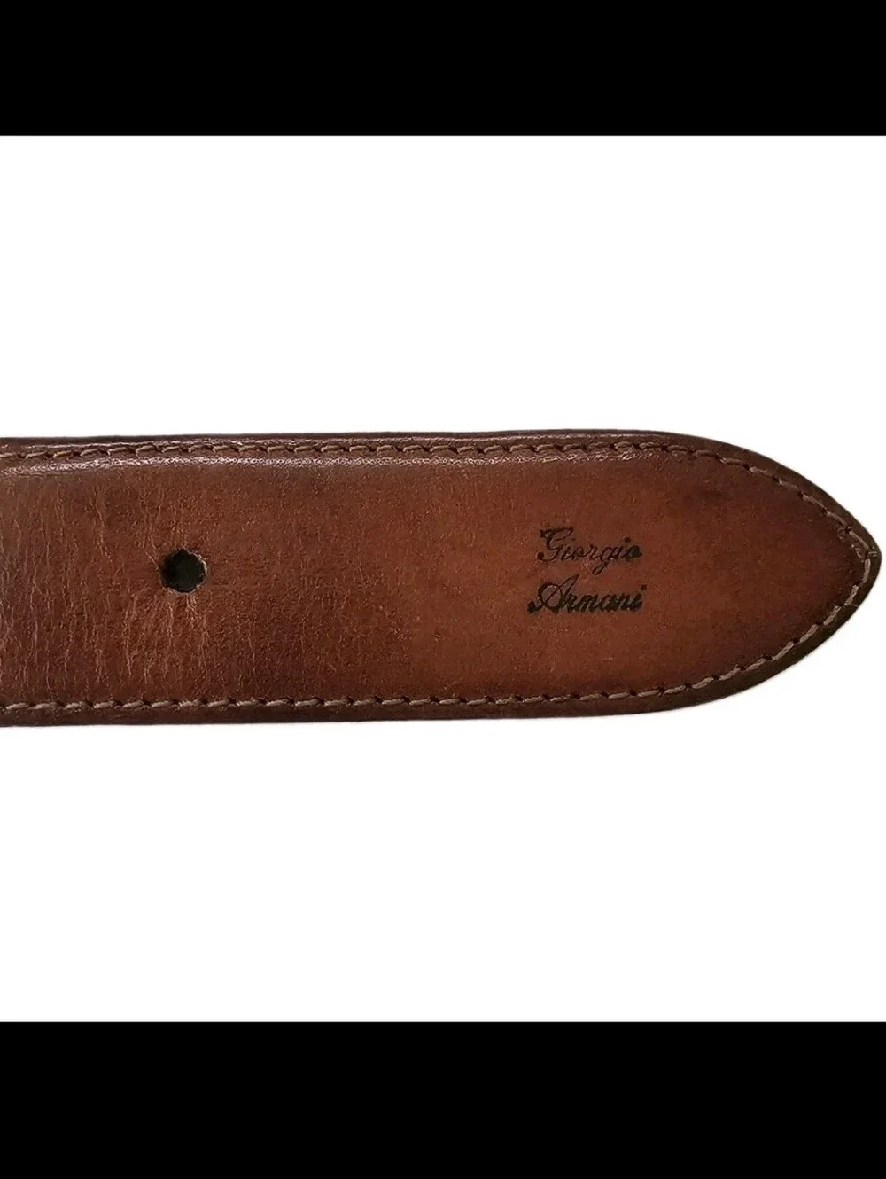 Giorgio Armani Brown Leather Tabs & Cotton Belt Made in Italy, Size 28